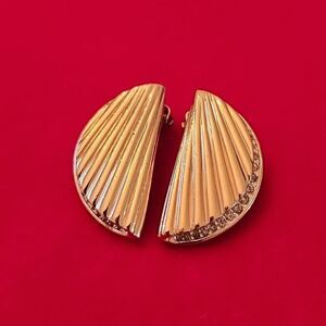 Panetta Vintage Signed Gold Plated Rhinestone Clip-on Earrings